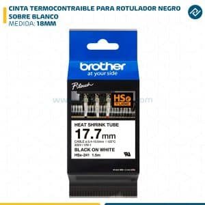 CINTA TERMOCONTRAIBLE PARA ROTULADOR NEGRO SOBRE BLANCO 18MM