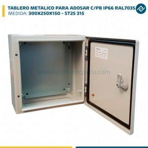 TABLERO METALICO PARA ADOSAR DE 300X250X150 MM C/PB IP66 RAL7035