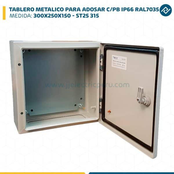 TABLERO METALICO PARA ADOSAR DE 300X250X150 MM C/PB IP66 RAL7035