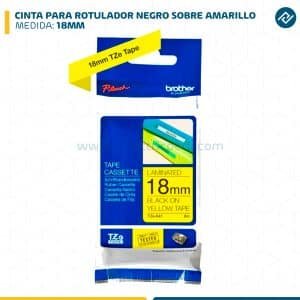 CINTA PARA ROTULADOR NEGRO SOBRE AMARILLO 18MM