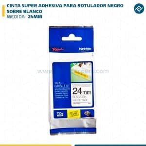 CINTA SUPER ADHESIVA PARA ROTULADOR NEGRO SOBRE BLANCO 24MM