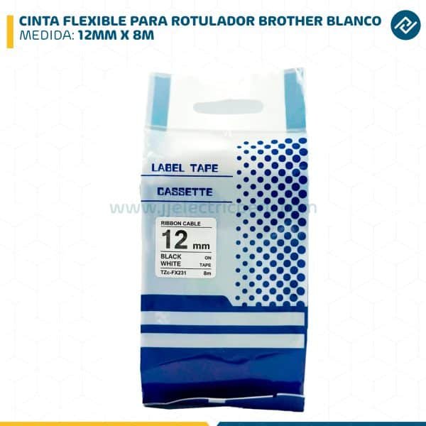 CINTA FLEXIBLE PARA ROTULADOR BROTHER 12MM X 8M BLANCO