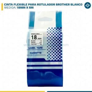 CINTA FLEXIBLE PARA ROTULADOR BROTHER 18MM X 8M BLANCO