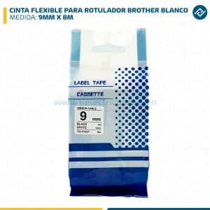 CINTA FLEXIBLE PARA ROTULADOR BROTHER 9MM X 8M BLANCO