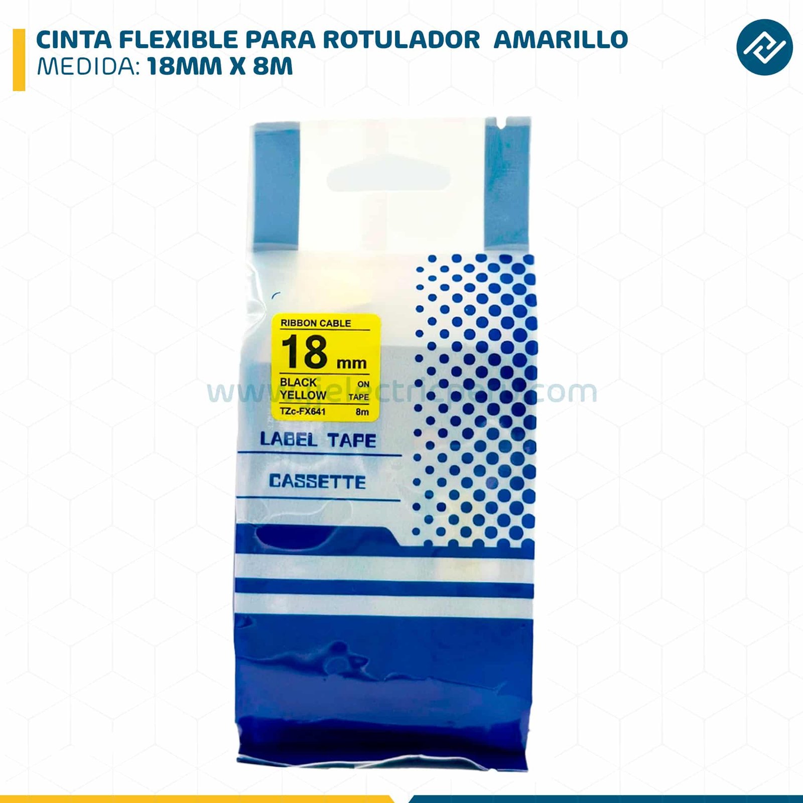 CINTA FLEXIBLE PARA ROTULADOR BROTHER 18MM X 8M AMARILLO