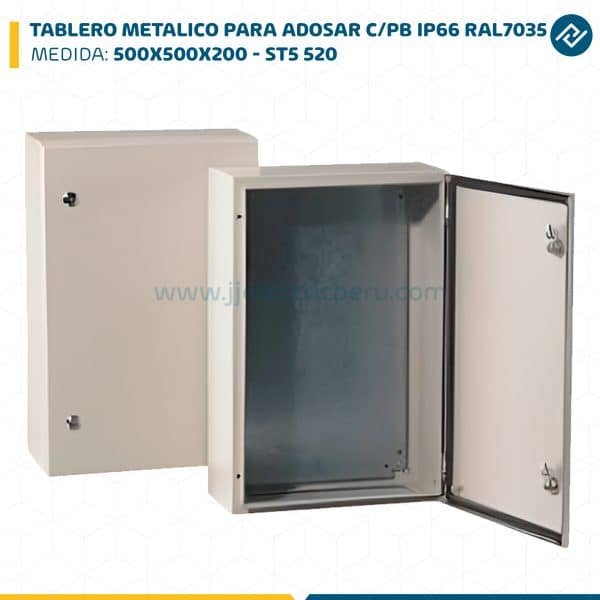 TABLERO METALICO PARA ADOSAR DE 500X500X200 MM C/PB IP66 RAL7035