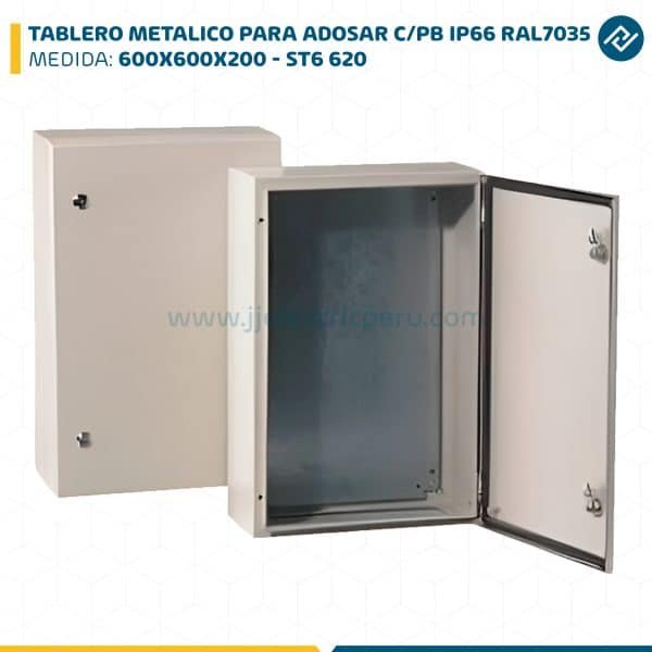 TABLERO METALICO PARA ADOSAR DE 600X600X200 MM C/PB IP66 RAL7035