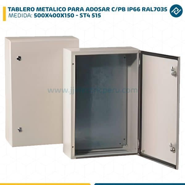 TABLERO METALICO PARA ADOSAR DE 500X400X150 MM C/PB IP66 RAL7035