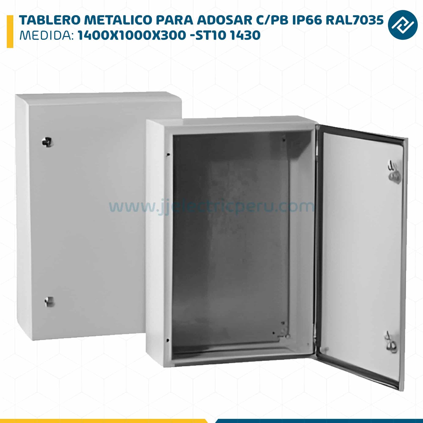 TABLERO METALICO PARA ADOSAR DE 1400X1000X300 MM C/PB IP66 RAL7035