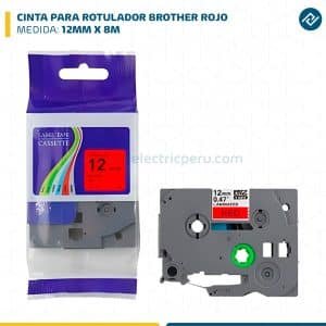 CINTA PARA ROTULADOR BROTHER 12MM X 8M ROJO