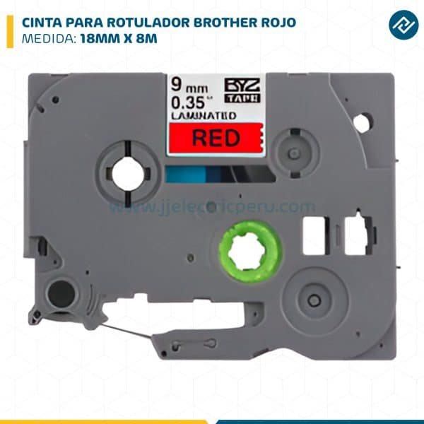 CINTA PARA ROTULADOR BROTHER 18MM X 8M ROJO