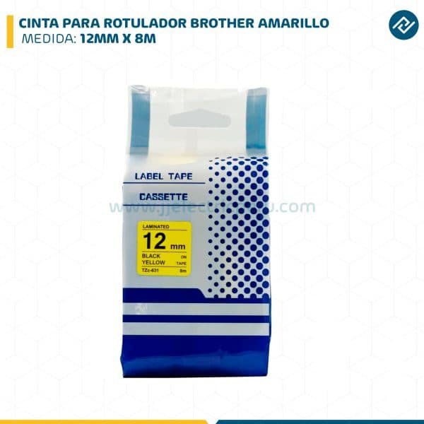 CINTA PARA ROTULADOR BROTHER 12MM X 8M AMARILLO