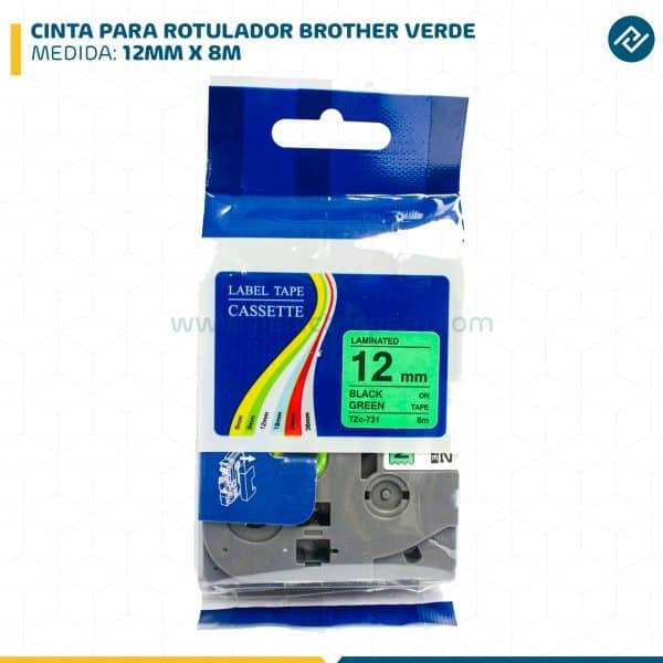 CINTA PARA ROTULADOR BROTHER 12MM X 8M VERDE
