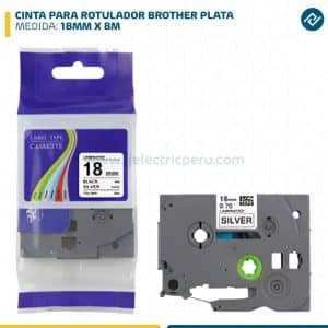 CINTA PARA ROTULADOR BROTHER 18MM X 8M PLATA
