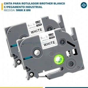 CINTA PARA ROTULADOR BROTHER 9MM X 8M BLANCO C/PEGAMENTO INDUSTRIAL