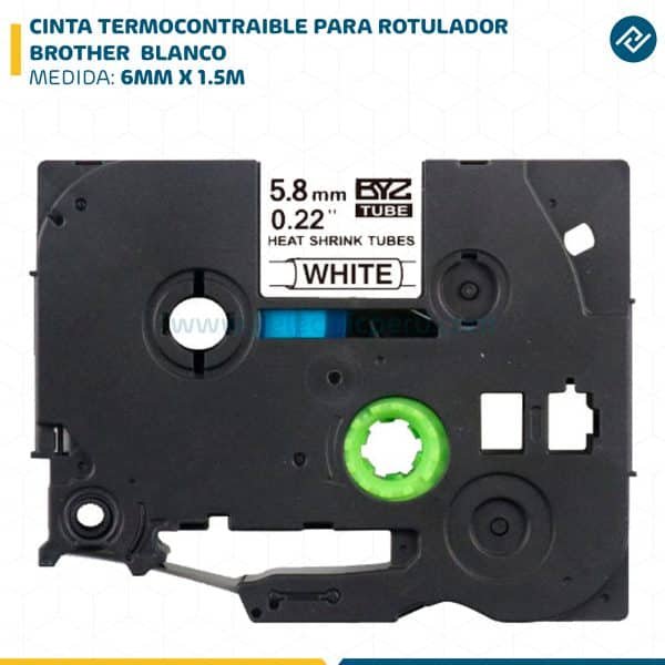 CINTA TERMOCONTRAIBLE PARA ROTULADOR BROTHER 6MM X 1.5M BLANCO