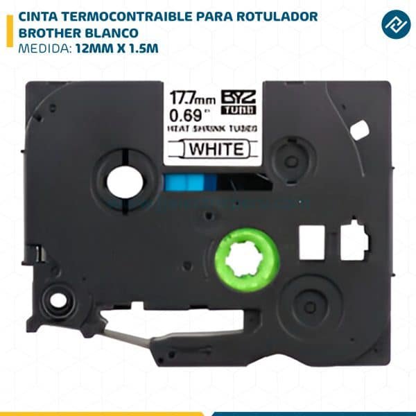 CINTA TERMOCONTRAIBLE PARA ROTULADOR BROTHER 12MM X 1.5M BLANCO