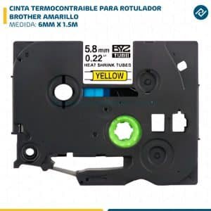 CINTA TERMOCONTRAIBLE PARA ROTULADOR BROTHER 6MM X 1.5M AMARILLO