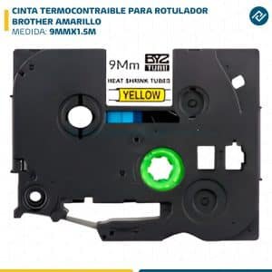 CINTA TERMOCONTRAIBLE PARA ROTULADOR BROTHER 9MMX1.5M AMARILLO