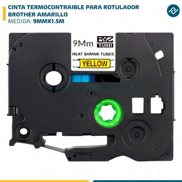 CINTA TERMOCONTRAIBLE PARA ROTULADOR BROTHER 9MMX1.5M AMARILLO