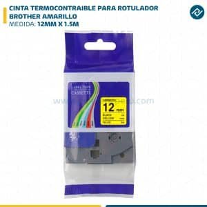 CINTA TERMOCONTRAIBLE PARA ROTULADOR BROTHER 12MM X 1.5M AMARILLO
