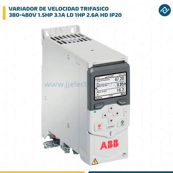 VARIADOR DE VELOCIDAD TRIF.380-480V 1.5HP 3.1A LD 1HP 2.6A HD IP20 ACS480-04-03A4-4