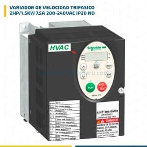 VARIADOR DE VELOCIDAD TRIF.2HP/1.5KW 7.5A 200-240VAC IP20 NO ATV212HU15M3X