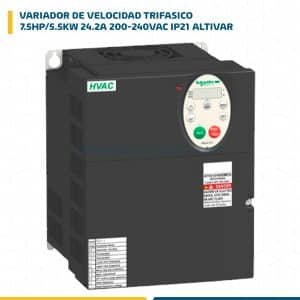VARIADOR DE VELOCIDAD TRIF.7.5HP/5.5KW 24.2A 200-240VAC IP21 ALTIVAR ATV212HU55M3X