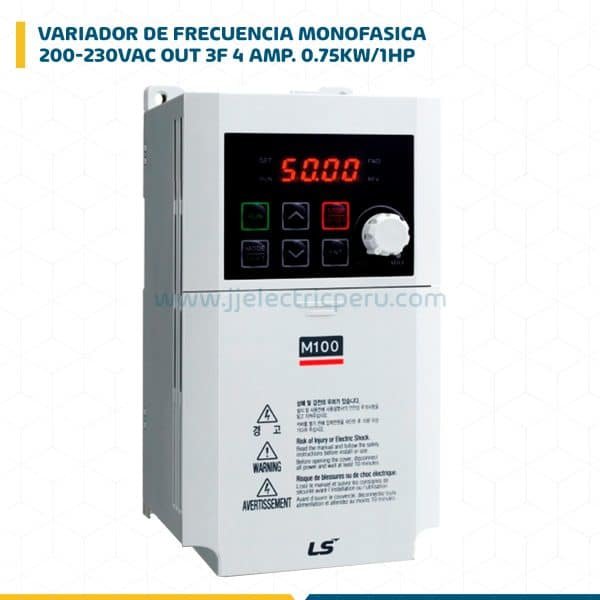 VARIADOR DE FREC. MONOFASICO IN 1F 200-230VAC OUT 3F 4 AMP. 0.75KW/1HP LSLV0008M100-1EOFNS