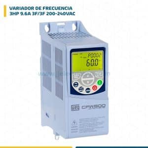 VARIADOR FRECUENCIA 3HP 9.6A 3F/3F 200-240VAC SIN TRANS. DE FRENADO SIN MODULO PLUG-IN CFW500A09P6T2NB20H00G2