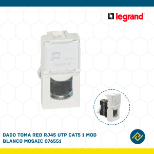 DADO TOMA RED RJ45 UTP CAT5 1 MOD BLANCO MOSAIC 076551