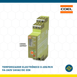 TEMPORIZADOR ELECTRONICO 0-10S/M/H 94-242V 24VAC/DC DIN CODIGO: 11099027