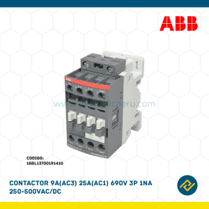 CONTACTOR 9A(AC3) 25A(AC1) 690V 3P 1NA 250-500VAC/DC CODIGO: 1SBL137001R1410