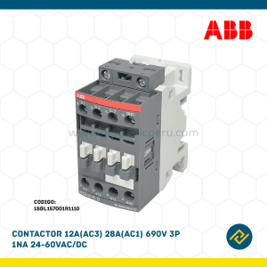 CONTACTOR 12A(AC3) 28A(AC1) 690V 3P 1NA 24-60VAC/DC CODIGO: 1SBL157001R1110