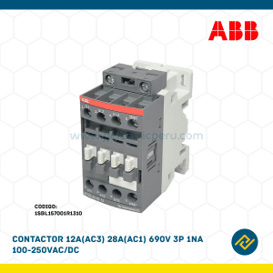 CONTACTOR 12A(AC3) 28A(AC1) 690V 3P 1NA 100-250VAC/DC CODIGO: 1SBL157001R1310