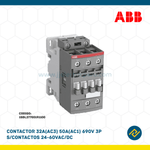 CONTACTOR 32A(AC3) 50A(AC1) 690V 3P S/CONTACTOS 24-60VAC/DC CODIGO: 1SBL277001R1100