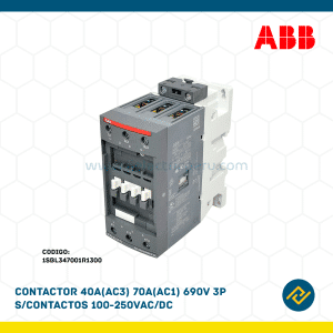 CONTACTOR 40A(AC3) 70A(AC1) 690V 3P S/CONTACTOS 100-250VAC/DC CODIGO: 1SBL347001R1300