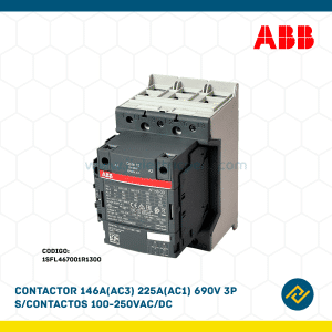 CONTACTOR 146A(AC3) 225A(AC1) 690V 3P S/CONTACTOS 100-250VAC/DC CODIGO: 1SFL467001R1300