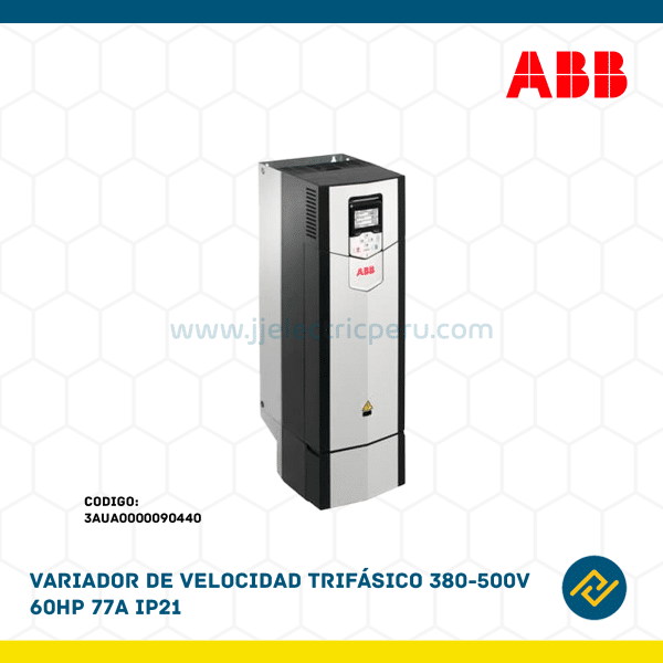 VARIADOR DE VELOCIDAD TRIFASICO 380-500V 60HP 77A IP21 CODIGO: 3AUA0000090440