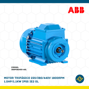 MOTOR TRIFASICO 220/380/440V 1800RPM 1.5HP/1.1KW IP55 IE2 OL CODIGO: 3GBP082450-ASL
