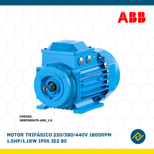 MOTOR TRIFASICO 220/380/440V 1800RPM 1.5HP/1.1KW IP55 IE2 80 CODIGO: 3GBP082470-ASK_1.5