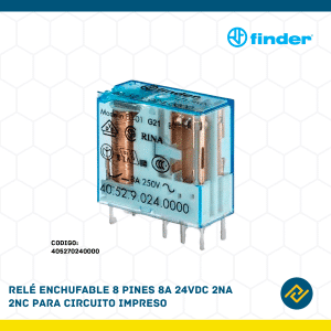 RELE ENCHUFABLE 8 PINES 8A 24VDC 2NA 2NC PARA CIRCUITO IMPRESO CODIGO: 405270240000