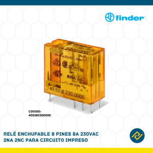 RELE ENCHUFABLE 8 PINES 8A 230VAC 2NA 2NC PARA CIRCUITO IMPRESO CODIGO: 405282300000