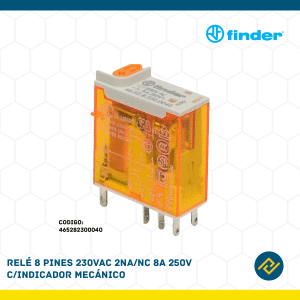 RELE 8 PINES 230VAC 2NA/NC 8A 250V C/INDICADOR MECANICO CODIGO: 465282300040