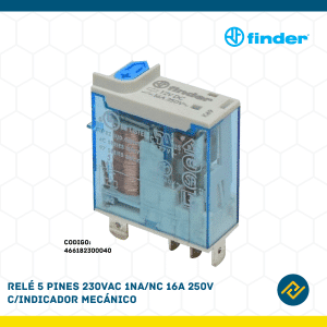 RELE 5 PINES 230VAC 1NA/NC 16A 250V C/INDICADOR MECANICO CODIGO: 466182300040