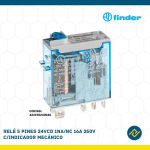 RELE 5 PINES 24VCD 1NA/NC 16A 250V C/INDICADOR MECANICO CODIGO: 466190240040