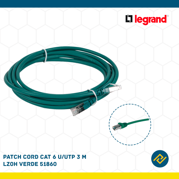 PATCH CORD CAT 6 U/UTP 3 M LZ0H VERDE 51860