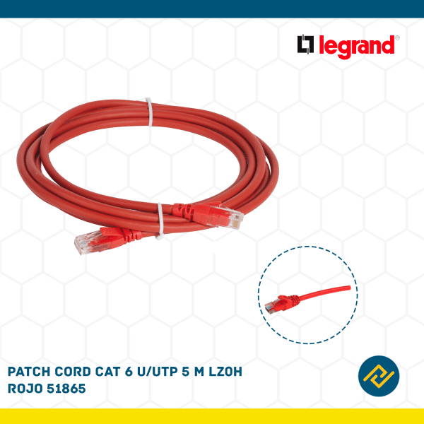 PATCH CORD CAT 6 U/UTP 5 M LZ0H ROJO 51865