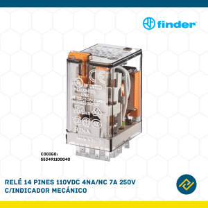 RELE 14 PINES 110VDC 4NA/NC 7A 250V C/INDICADOR MECANICO CODIGO: 553491100040