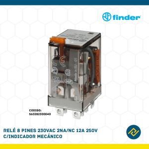 RELE 8 PINES 230VAC 2NA/NC 12A 250V C/INDICADOR MECANICO CODIGO: 563282300040